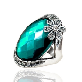 Huge Blue Gem Silver Retro Rings