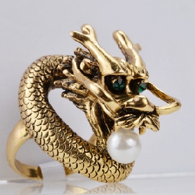 Gold-plated Dragon Shape Men's Wedding Rings