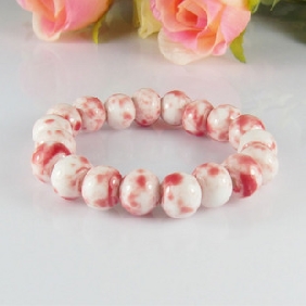 Pink Porcelain Bead Round Shape Men's Jewelry