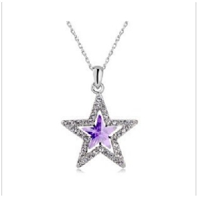 Silver Star Shape With Small Diamond Zinc Alloy Jewelry