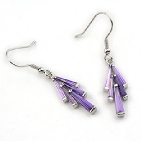 Tree Shape Purple Wedding Earrings