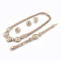 Golden With Diamond Four Pieces Zinc Alloy Jewelry