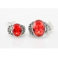 Red Crystal With Flower Pattern Good Design Wedding Rings